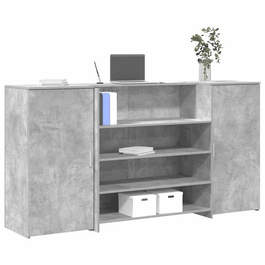 Reception Desk Concrete grey Engineered wood Large Reception Desk