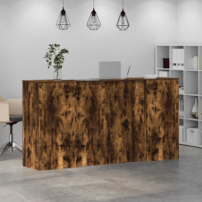 Reception Desk Smoke Oak Engineered wood Large Storage