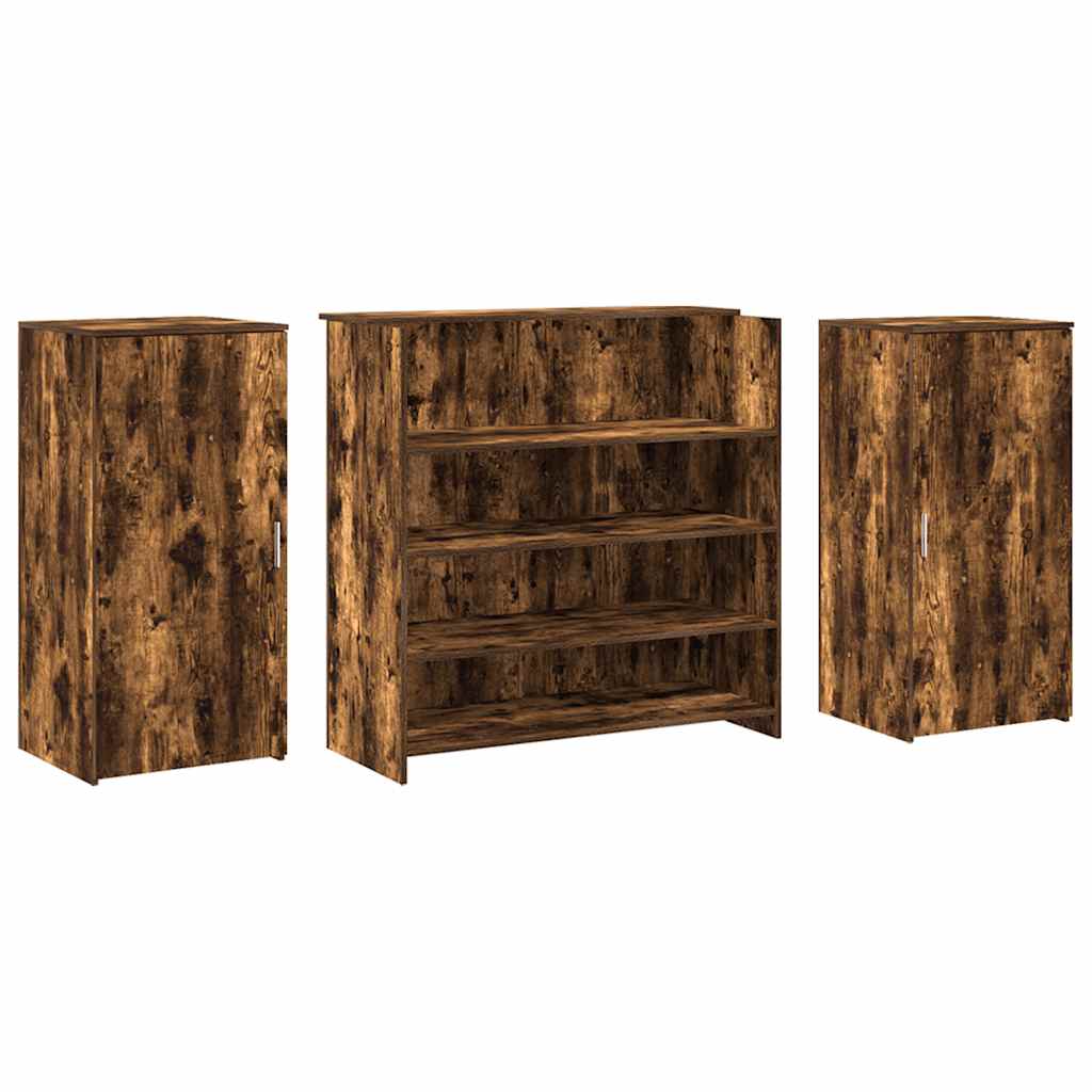 Reception Desk Smoke Oak Engineered wood Large Storage