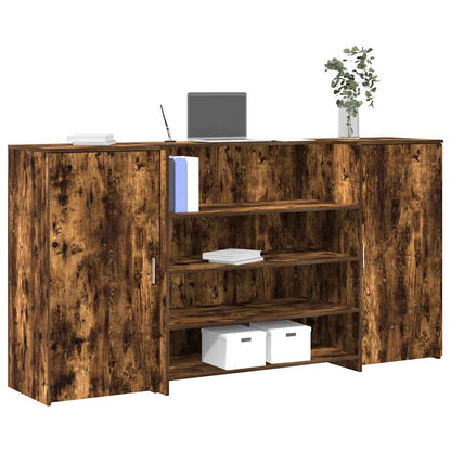 Reception Desk Smoke Oak Engineered wood Large Storage