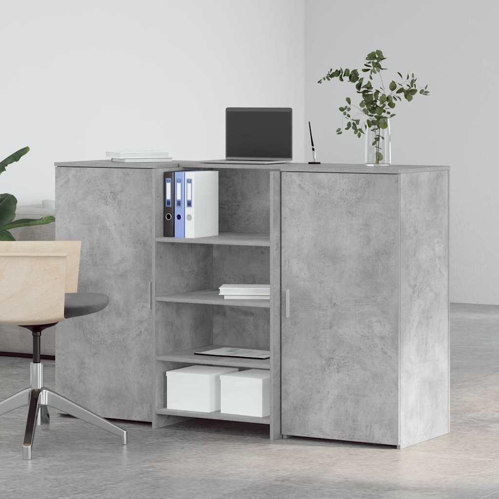 Reception Desk Concrete grey Engineered wood Large Reception Desk
