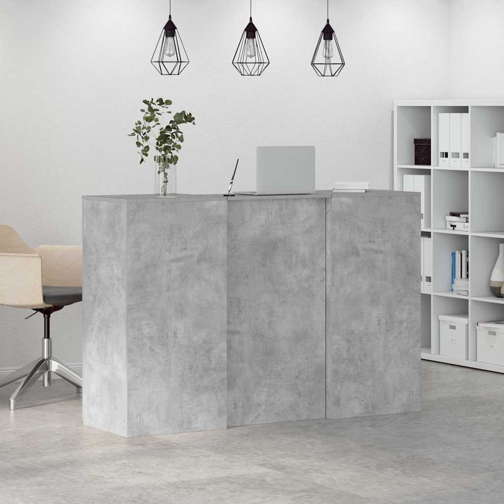 Reception Desk Concrete grey Engineered wood Large Reception Desk