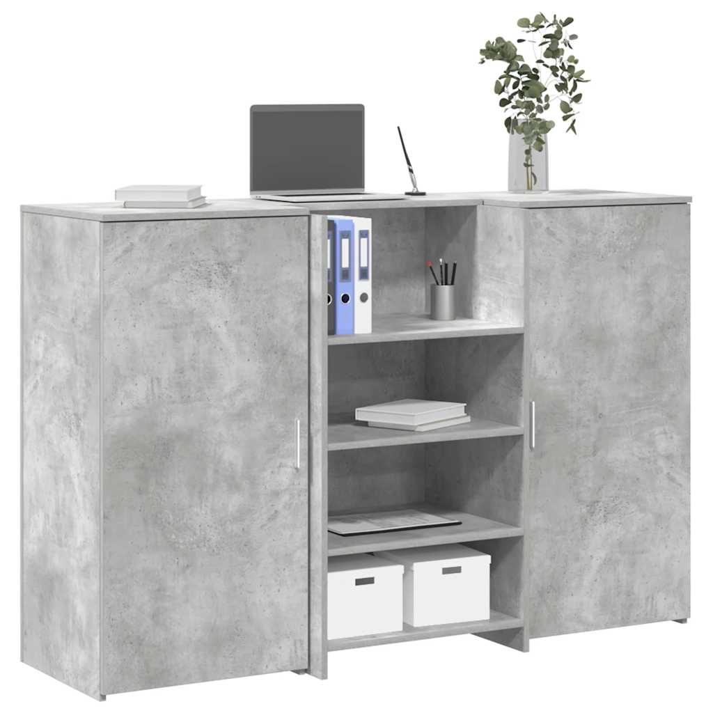 Reception Desk Concrete grey Engineered wood Large Reception Desk