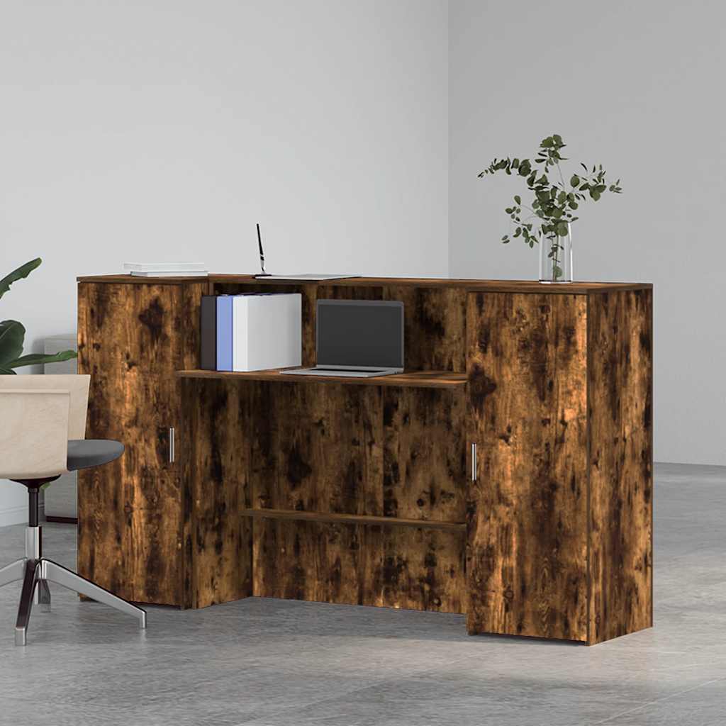 Reception Desk Smoked Oak Engineered Wood Large Reception Desk