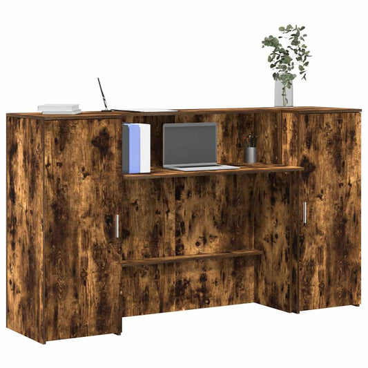 Reception Desk Smoked Oak Engineered Wood Large Reception Desk