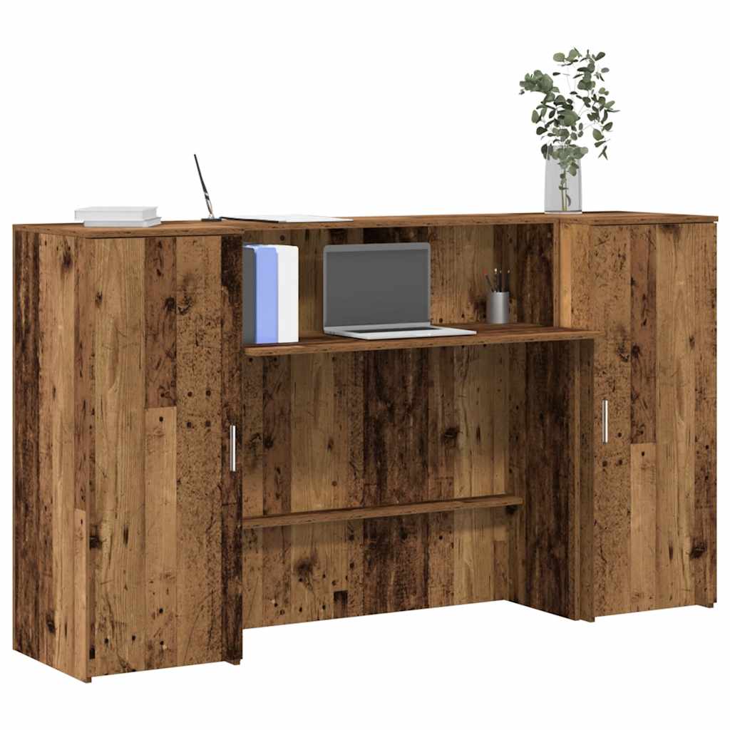 Reception Desk Old wood Engineered wood Large Reception Desk
