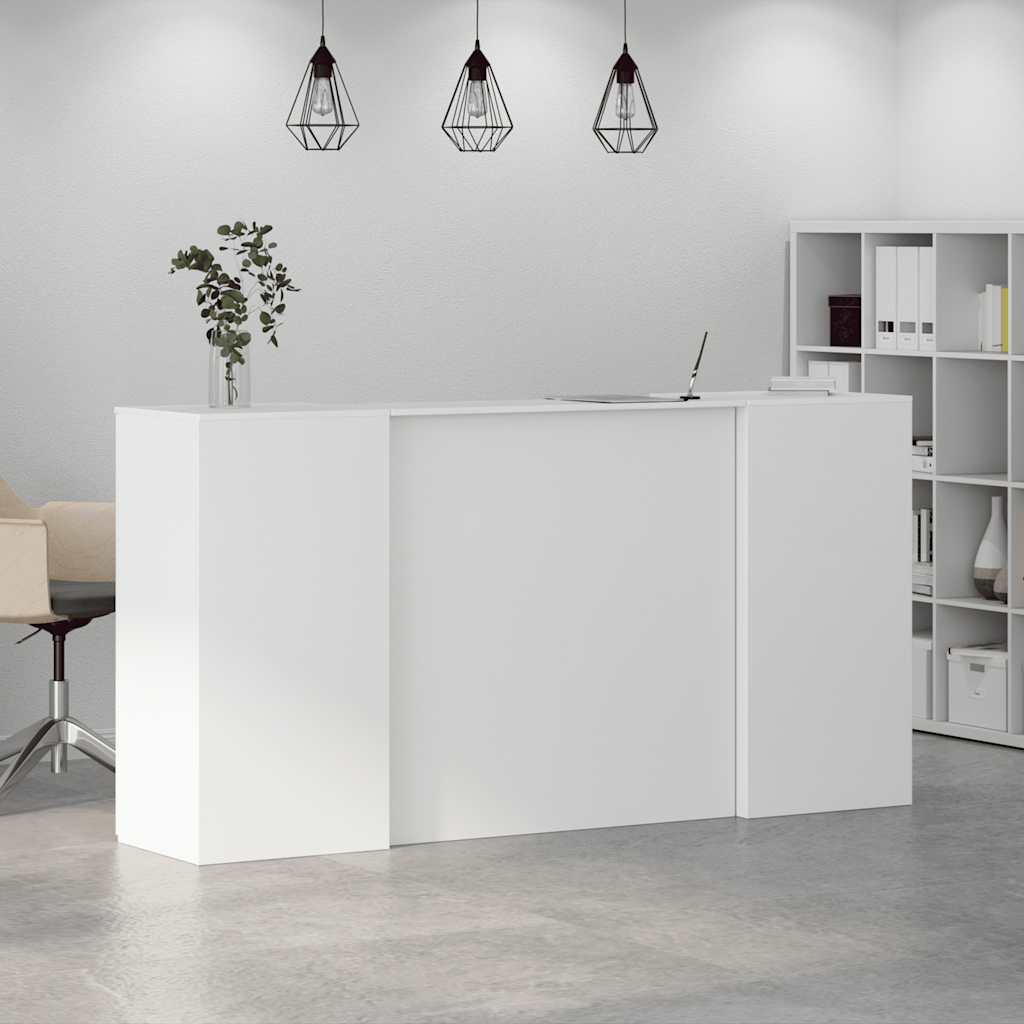 Reception Desk White Engineered Wood 78.7 in x 19.7 in x 40.7 in