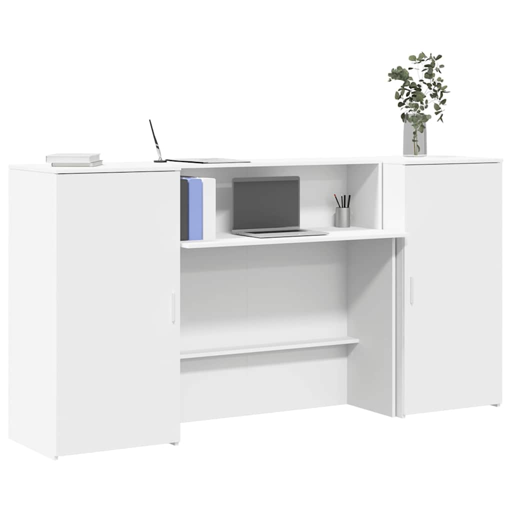 Reception Desk White Engineered Wood 78.7 in x 19.7 in x 40.7 in