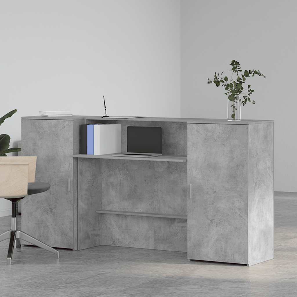 Reception Desk Concrete Grey Engineered Wood Large Reception Desk