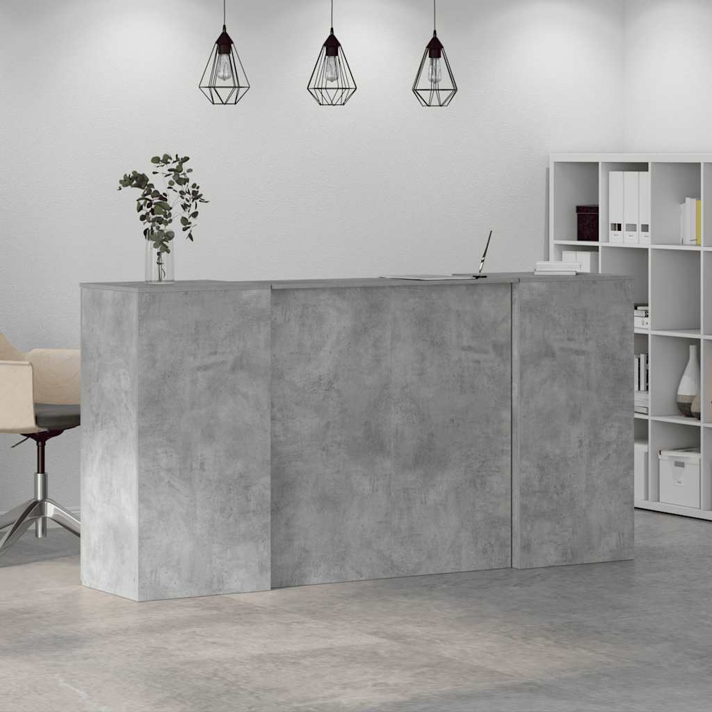Reception Desk Concrete Grey Engineered Wood Large Reception Desk
