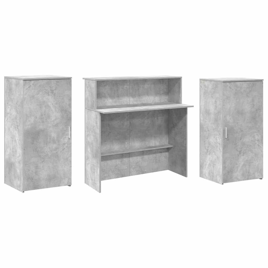 Reception Desk Concrete Grey Engineered Wood Large Reception Desk