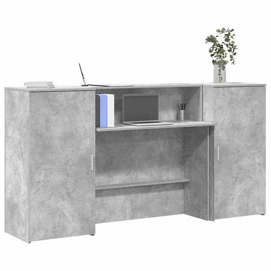 Reception Desk Concrete Grey Engineered Wood Large Reception Desk