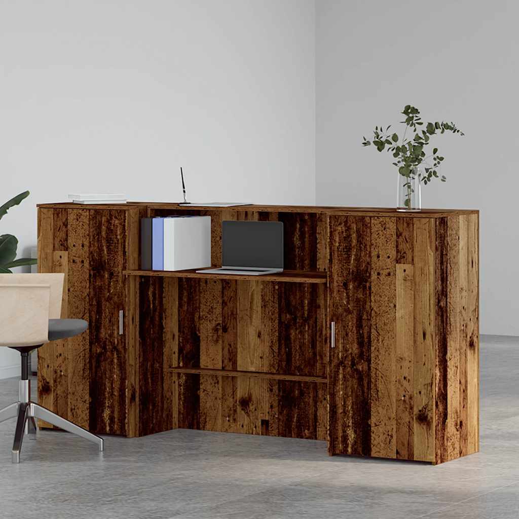 Reception Desk Old Wood Engineered Wood Large Reception Desk