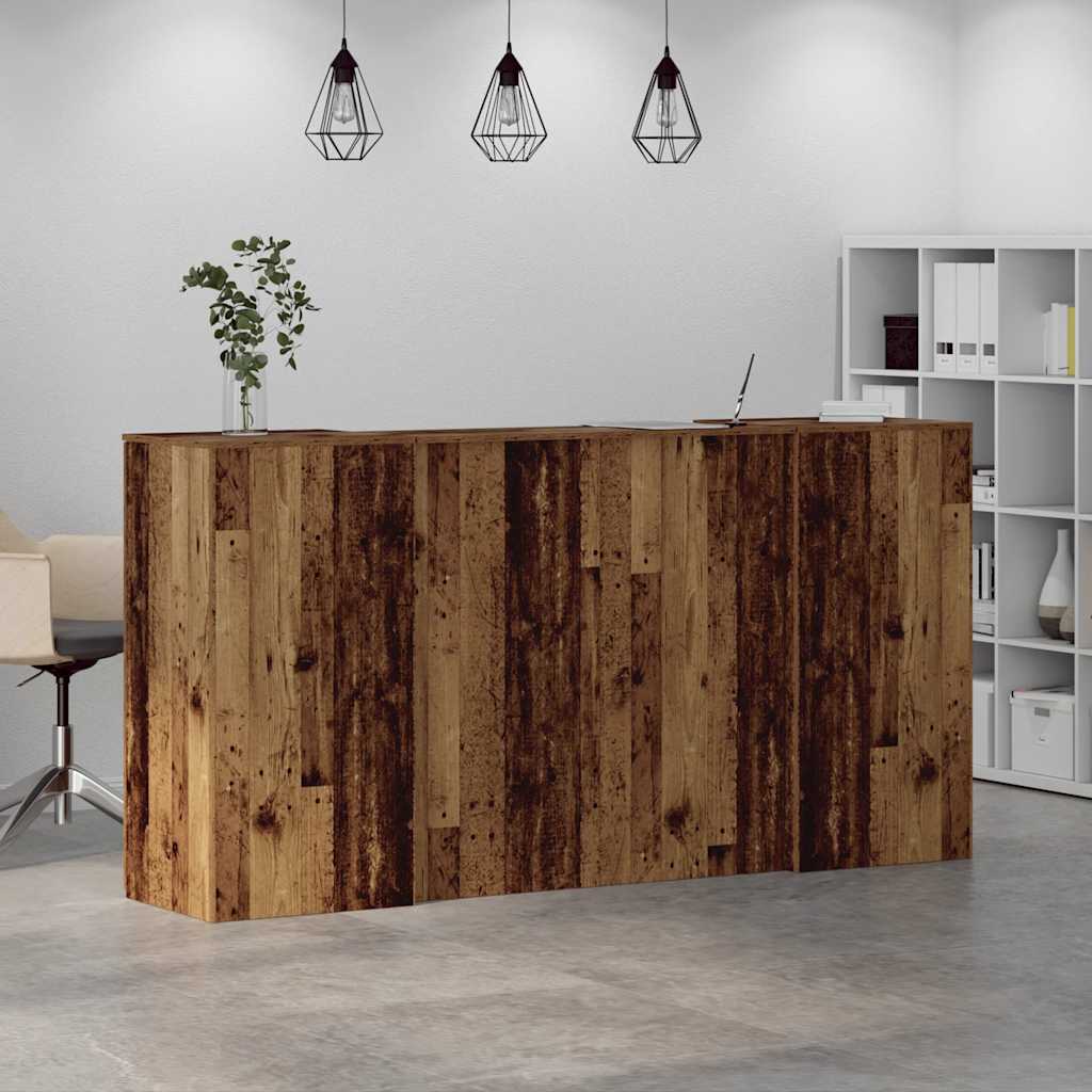 Reception Desk Old Wood Engineered Wood Large Reception Desk