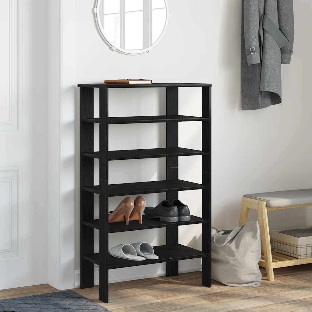 Shoe Rack Black Engineered Wood Medium Shoe Rack Rectangular