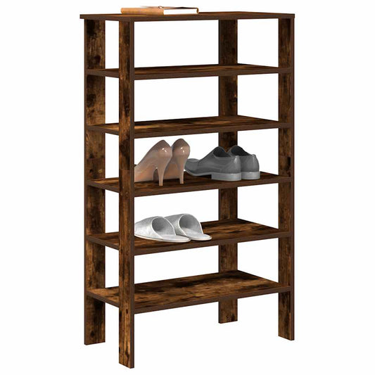 Shoe Rack Smoked Oak Engineered Wood Slim Shoe Rack Rectangular
