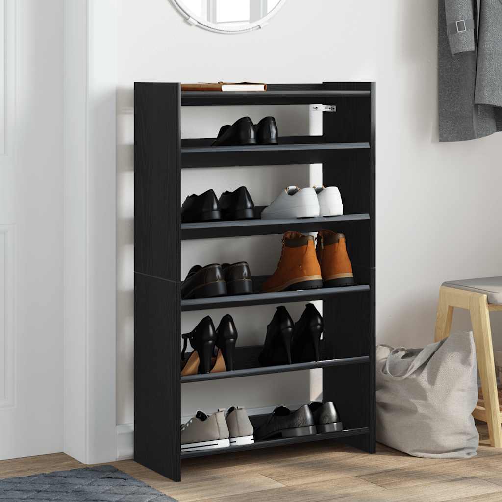 Shoe Rack Black Engineered wood Slim Shoe Rack Rectangular