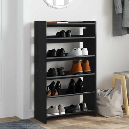 Shoe Rack Black Engineered wood Slim Shoe Rack Rectangular