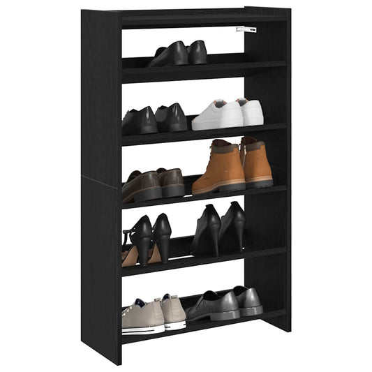 Shoe Rack Black Engineered wood Slim Shoe Rack Rectangular