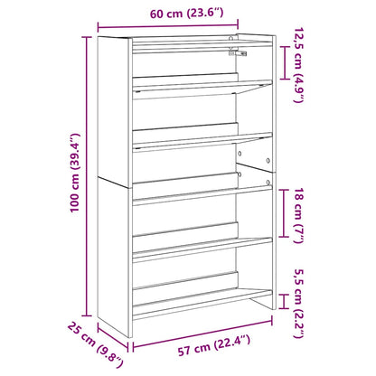 Shoe Rack Smoked oak Engineered wood Slim Shoe Rack Rectangular