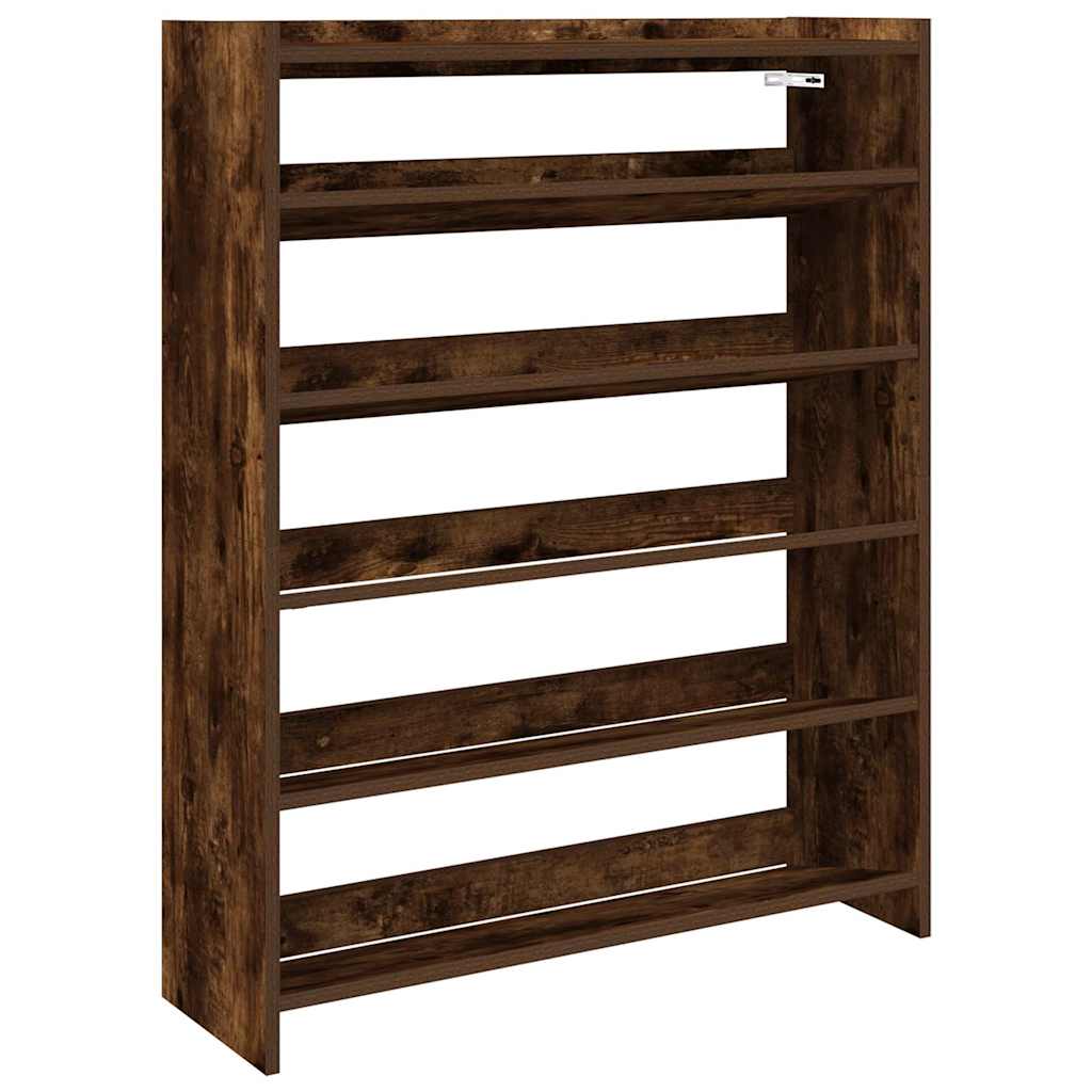 Shoe Rack Smoked Oak Engineered Wood Compact Shoe Rack