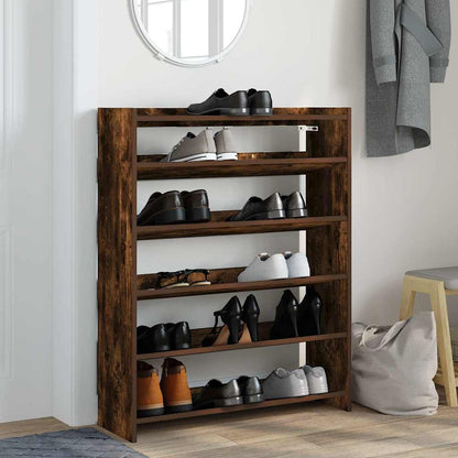 Shoe Rack Smoked Oak Engineered Wood Compact Shoe Rack