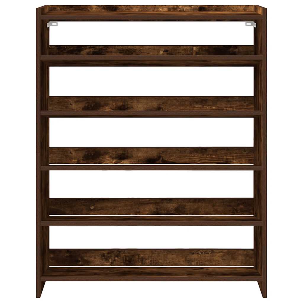 Shoe Rack Smoked Oak Engineered Wood Compact Shoe Rack