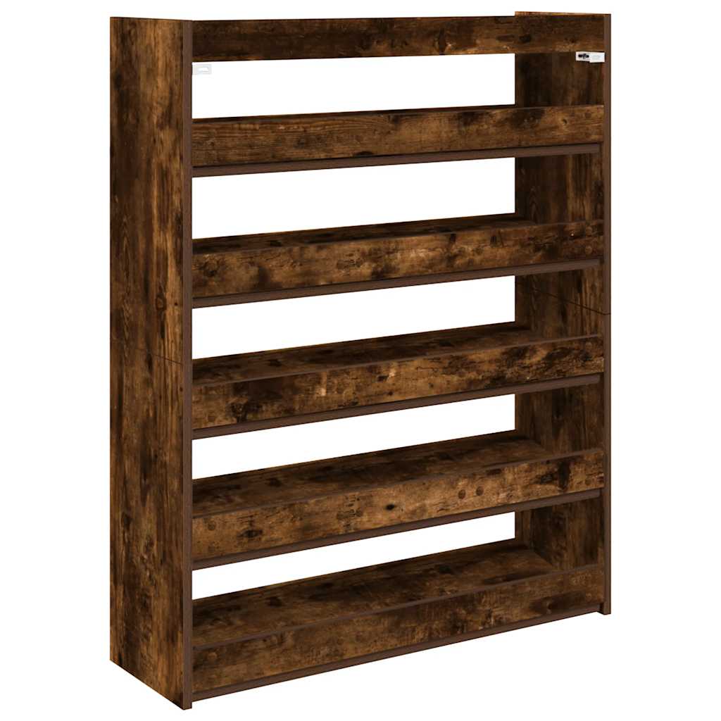 Shoe Rack Smoked Oak Engineered Wood Compact Shoe Rack
