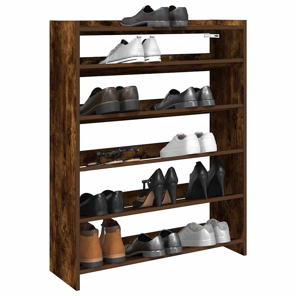 Shoe Rack Smoked Oak Engineered Wood Compact Shoe Rack