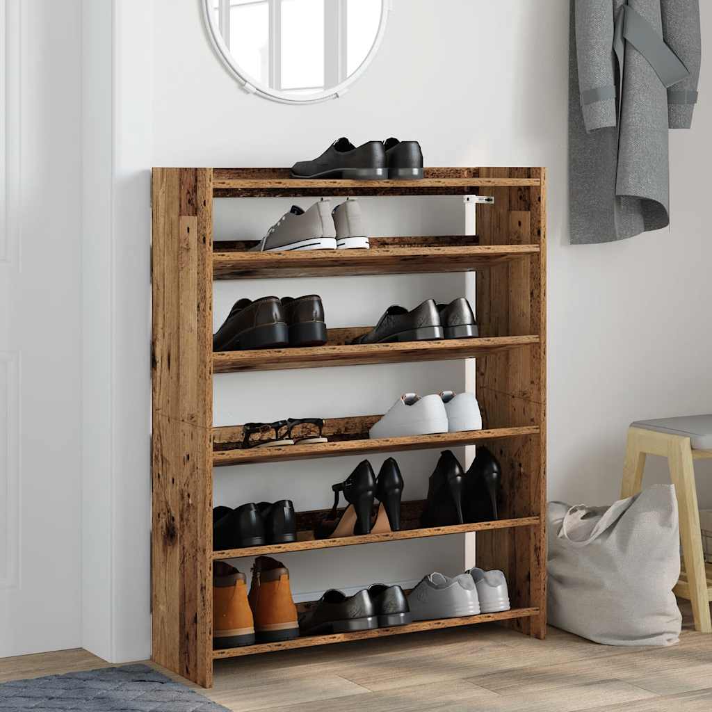 Shoe Rack Rustic Wood Engineered Wood Slim Shoe Rack