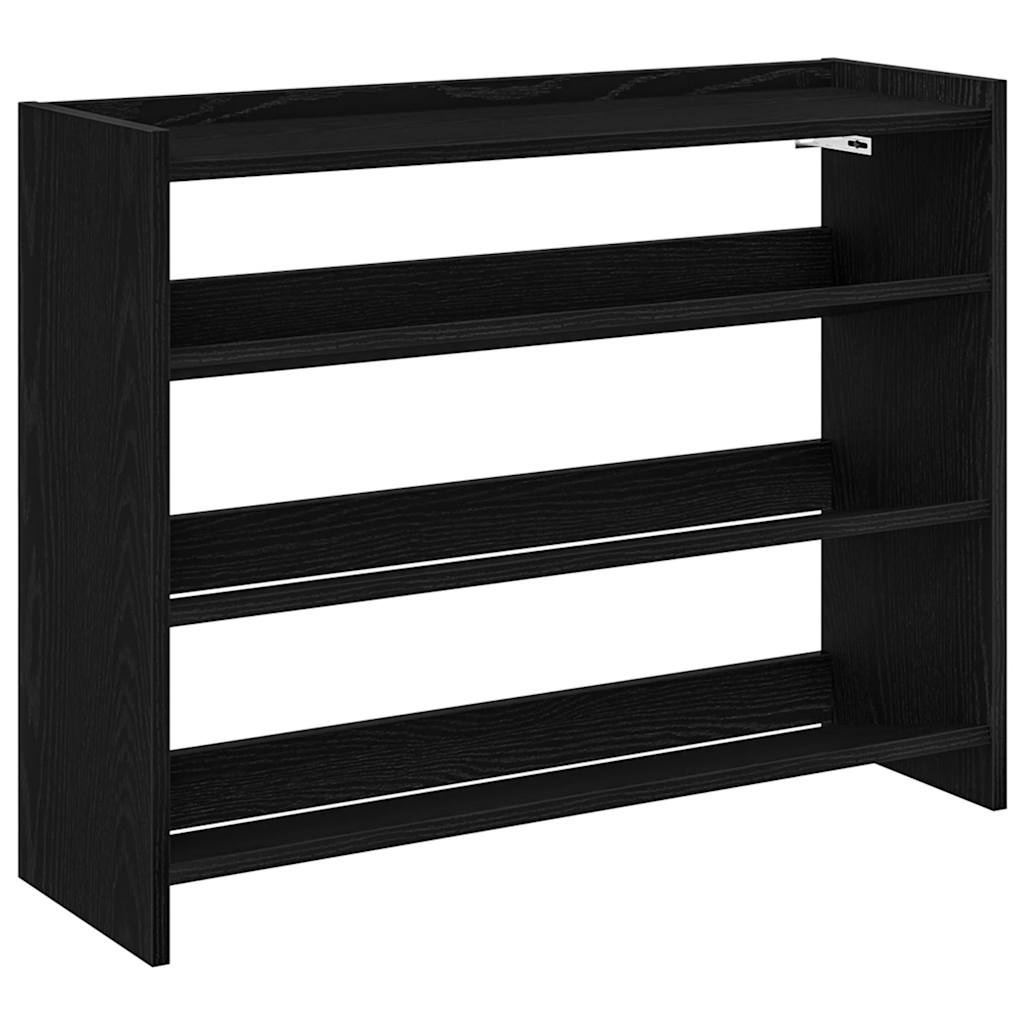 Shoe Rack Black Engineered Wood Slim Shoe Rack Rectangular