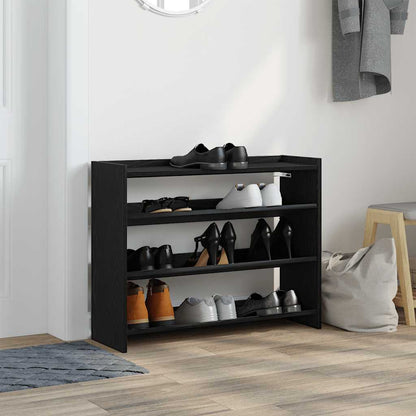 Shoe Rack Black Engineered Wood Slim Shoe Rack Rectangular