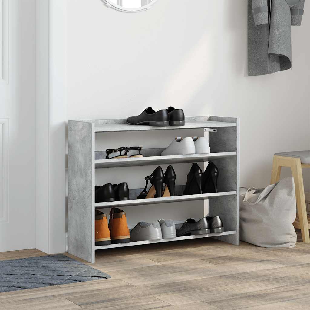 Shoe Rack Concrete Grey Engineered Wood 31.5 in x 9.8 in x 24.4 in