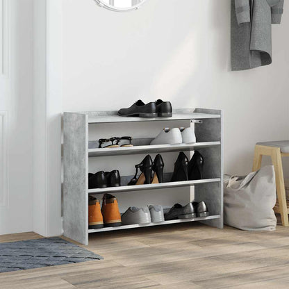 Shoe Rack Concrete Grey Engineered Wood 31.5 in x 9.8 in x 24.4 in