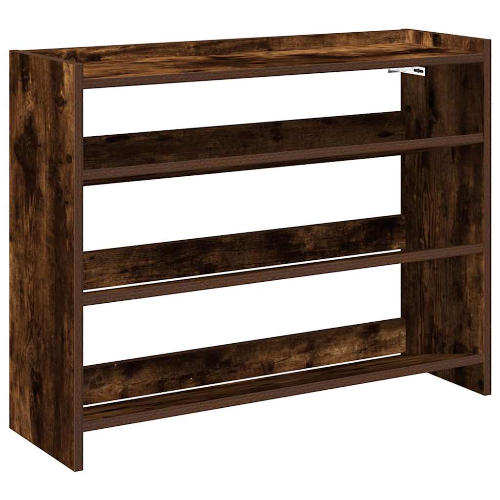 Shoe Rack Smoked Oak Engineered Wood Slim Shoe Rack Rectangular