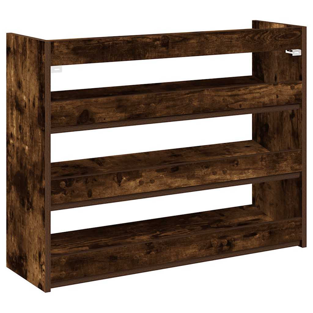 Shoe Rack Smoked Oak Engineered Wood Slim Shoe Rack Rectangular