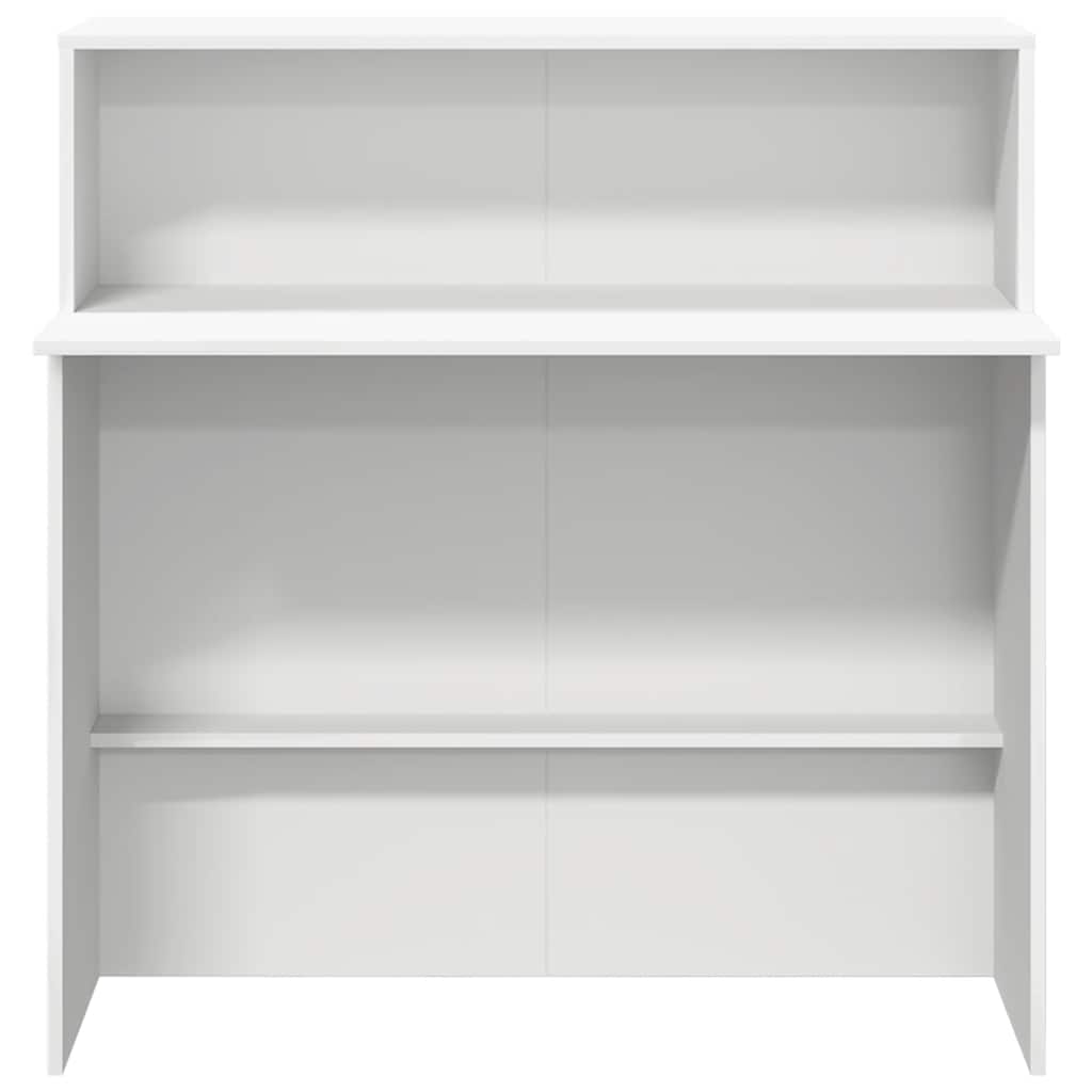 Reception Desk White Engineered Wood Standard Reception Desk