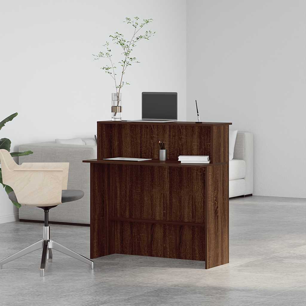 Reception Desk Brown Oak Engineered Wood Medium Reception Desk