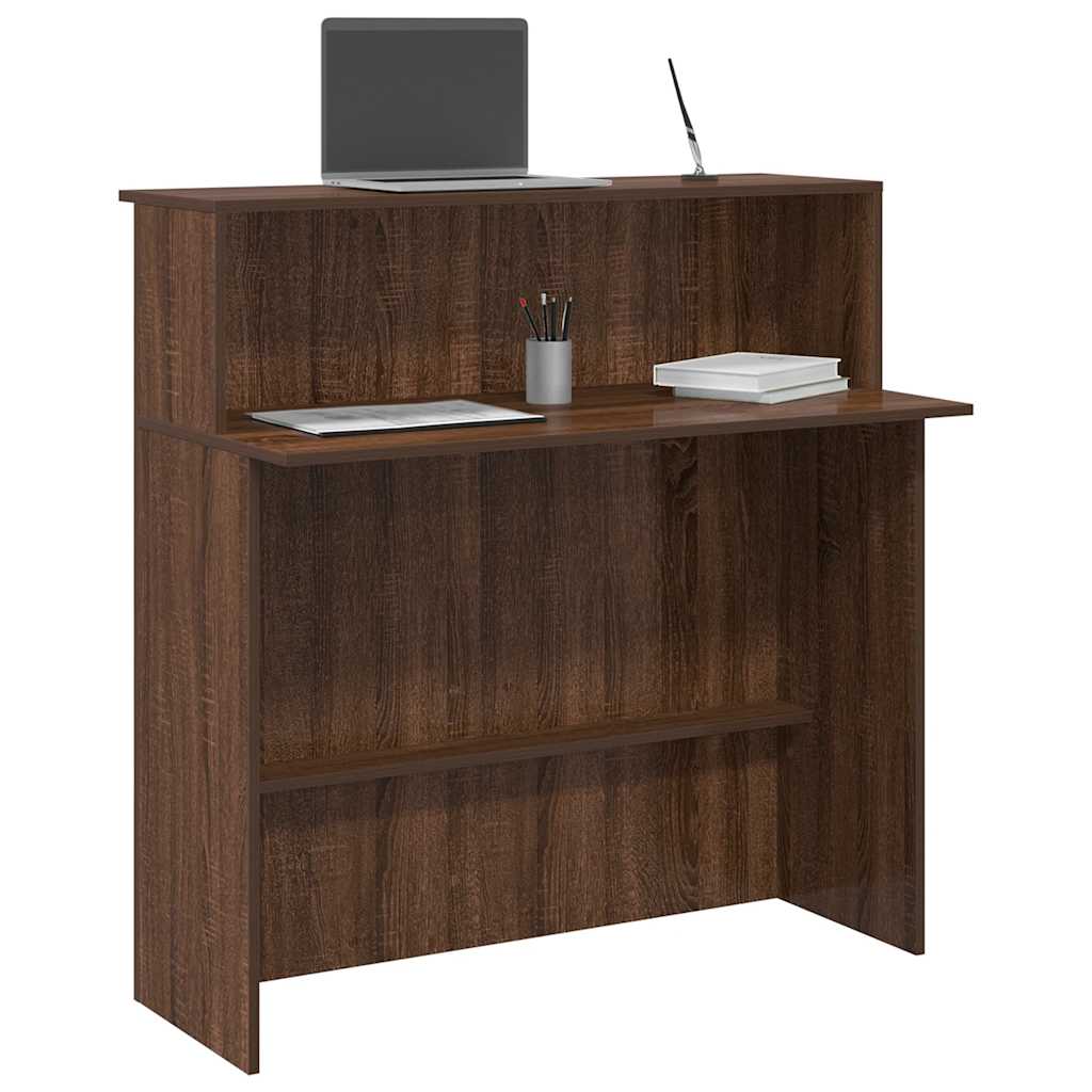 Reception Desk Brown Oak Engineered Wood Medium Reception Desk