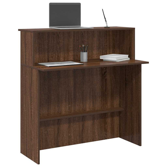 Reception Desk Brown Oak Engineered Wood Medium Reception Desk