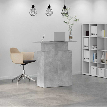 Reception Desk Concrete Gray Engineered Wood, Concrete Gray Finish