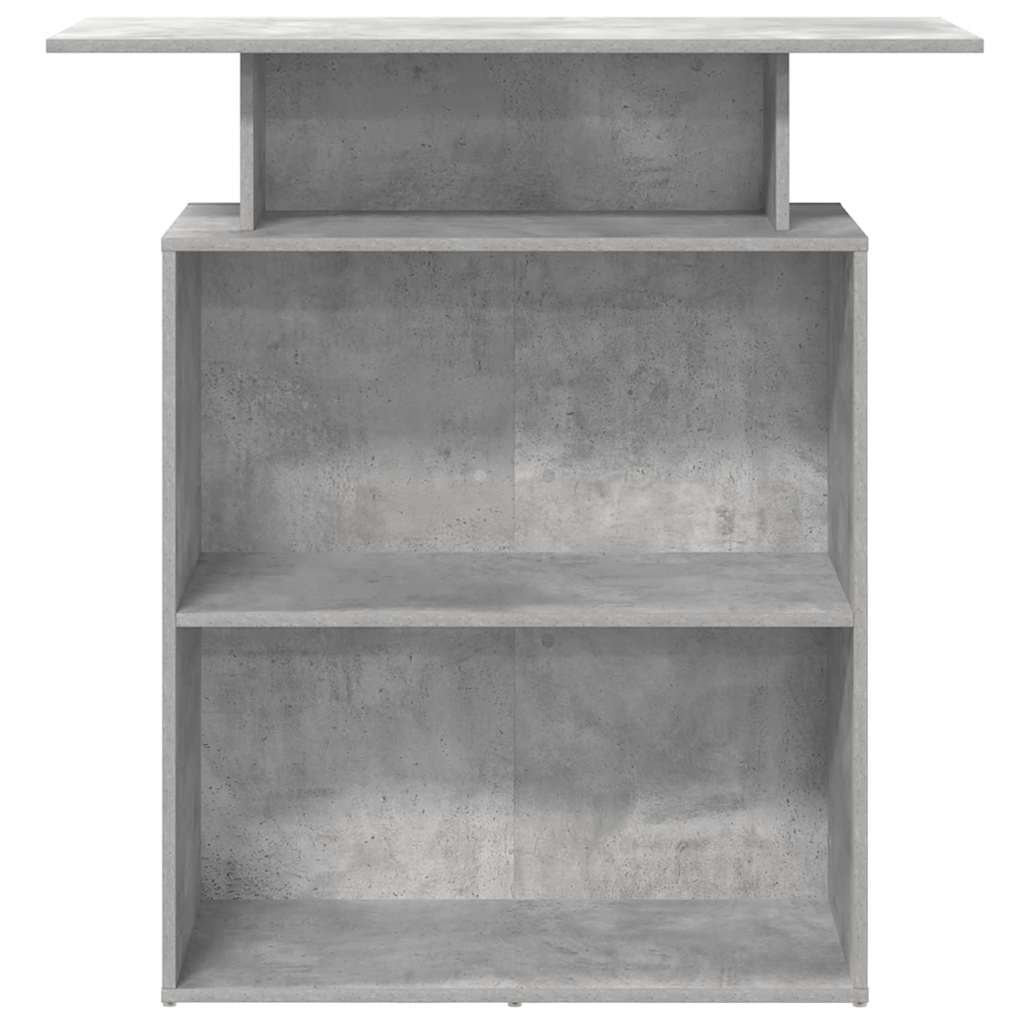 Reception Desk Concrete Gray Engineered Wood, Concrete Gray Finish