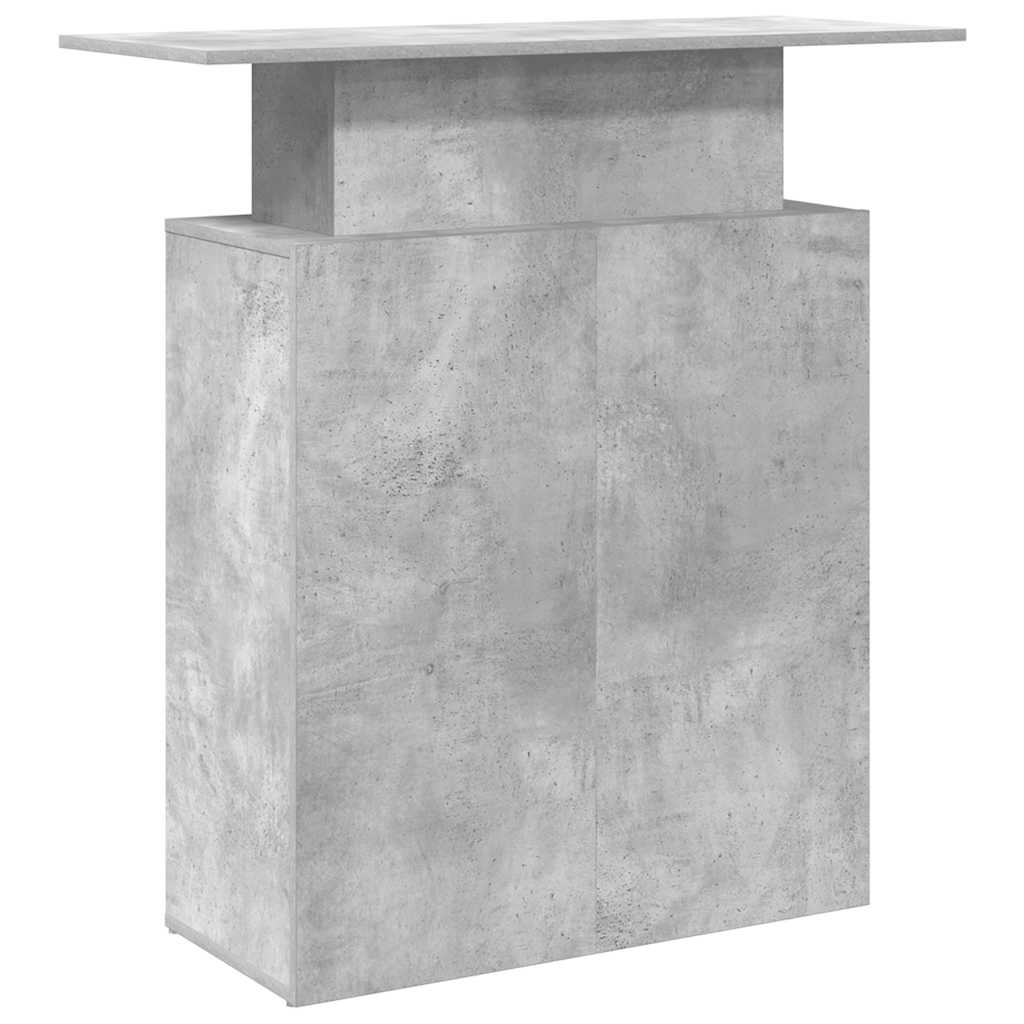 Reception Desk Concrete Gray Engineered Wood, Concrete Gray Finish