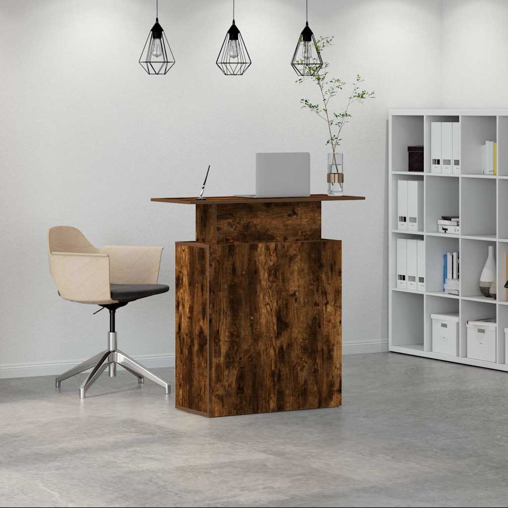 Reception Desk Smoked Oak Engineered Wood Medium Reception Desk