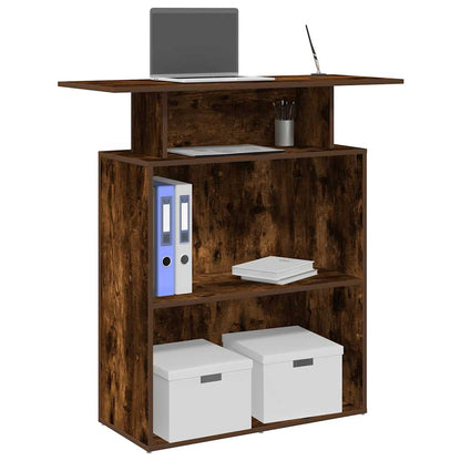 Reception Desk Smoked Oak Engineered Wood Medium Reception Desk