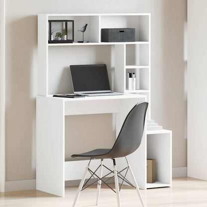 Desk White Engineered Wood Medium Desk Rectangular
