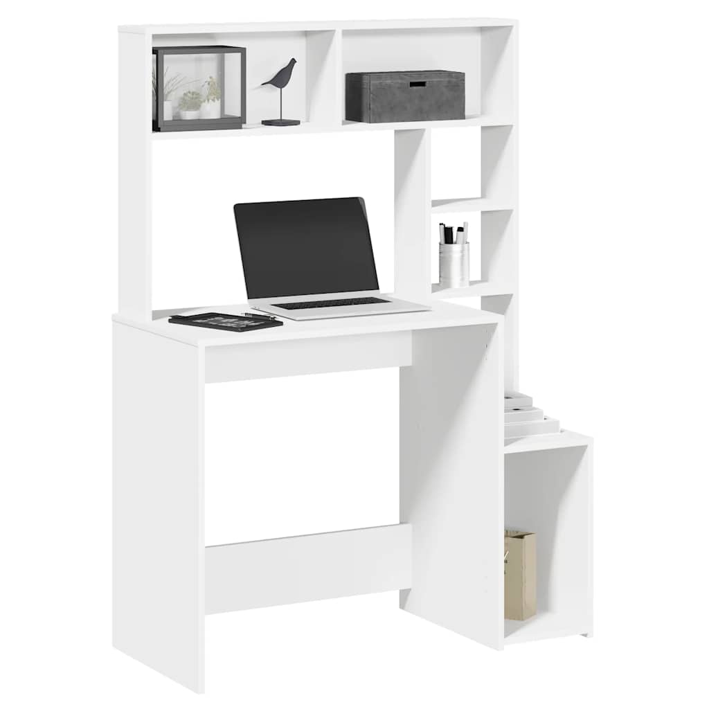 Desk White Engineered Wood Medium Desk Rectangular