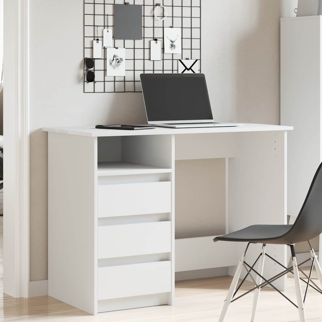 Desk White Engineered wood Large Desk Rectangular Modern