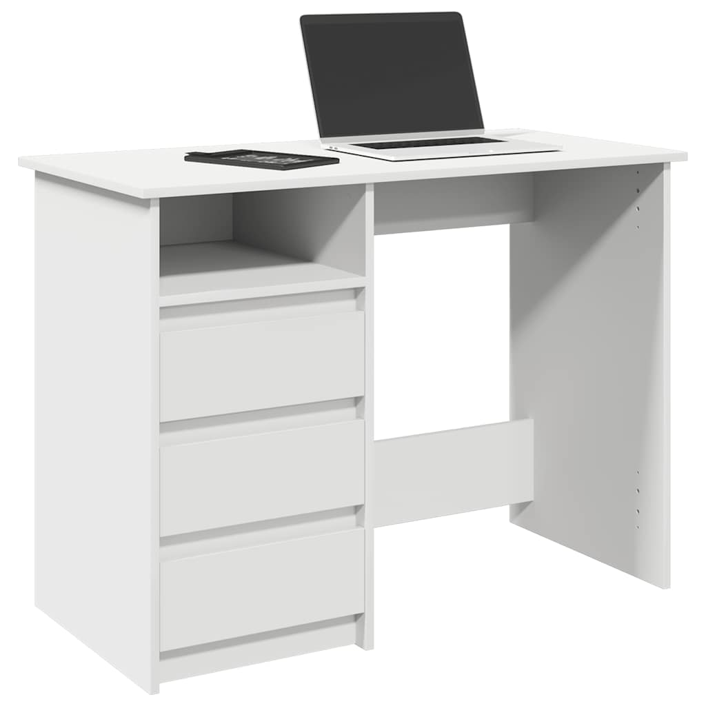 Desk White Engineered wood Large Desk Rectangular Modern