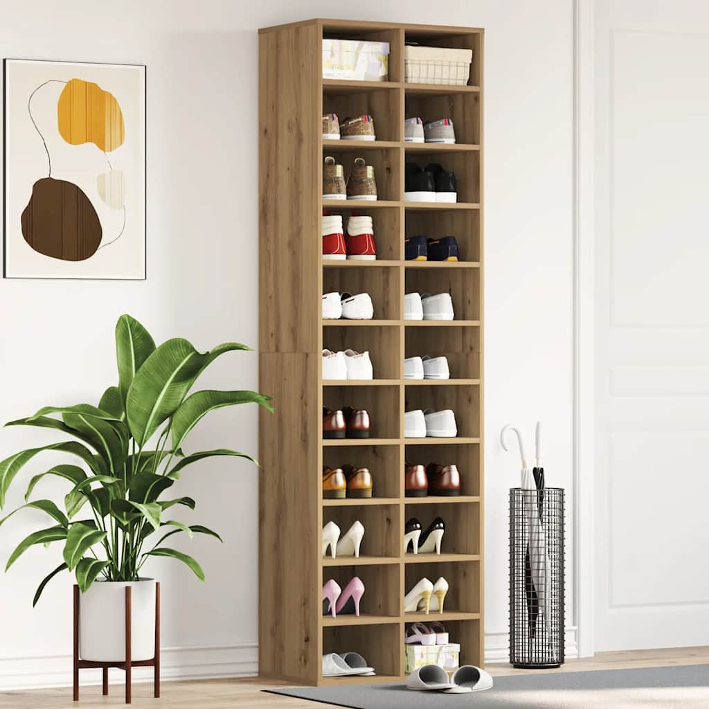 Shoe Cabinet Artisan Oak Engineered Wood Tall Shoe Cabinet